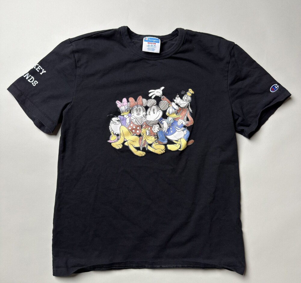 Disney Mickey Friends Shirt Mens Medium Champion Goofy Donald Minnie Pluto Tee